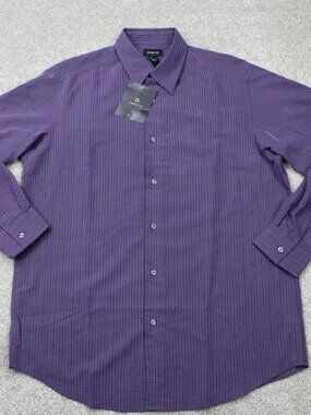 Claiborne Shirt NWT Mens Large Purple Geometric Rayon/Poly Long Sleeve Casual